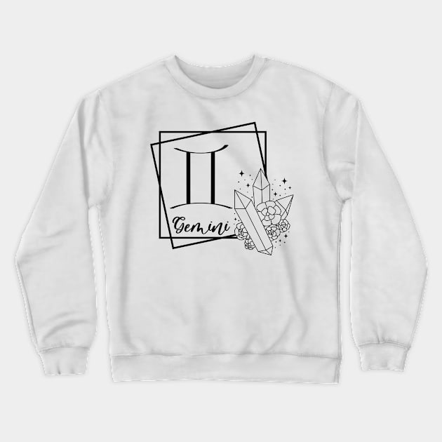 Gemini Zodiac Sign Floral Crystal Design Crewneck Sweatshirt by The Cosmic Pharmacist